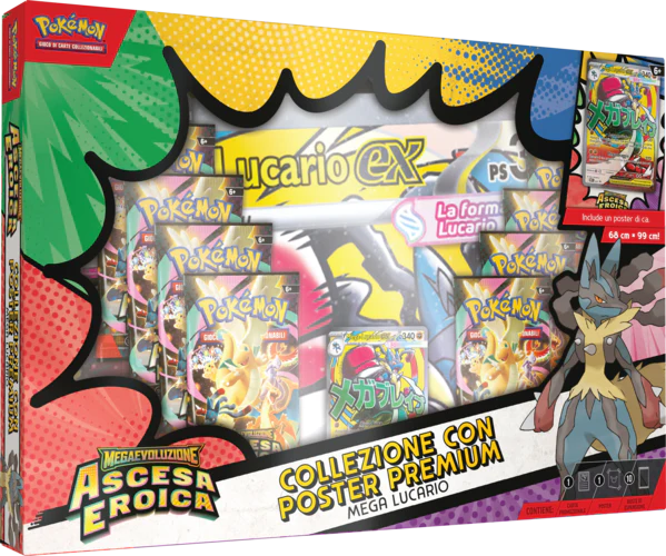 Pokemon - Megaevoluzione - Ascesa Eroica - Collezione con Poster Premium di Mega Lucario-ex ITA